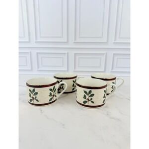 VTG 1999 Set of 4 Hallmark Sakura "Christmas Holly" 2.5" Coffee Cups EUC!